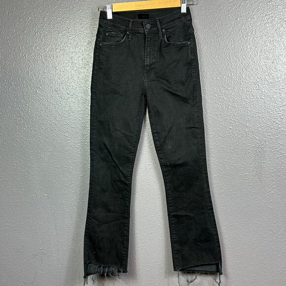 Mother Jeans The Insider Crop Step Fray High Waist in Not Guilty Black Size 24 - Picture 1 of 8